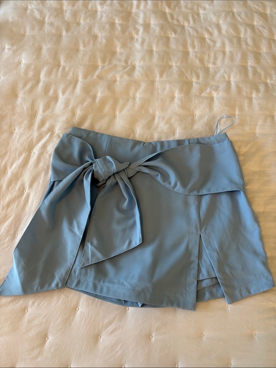 Lina Pants - Lina Powder Blue Tie-Front Skort with Wrap Overlay